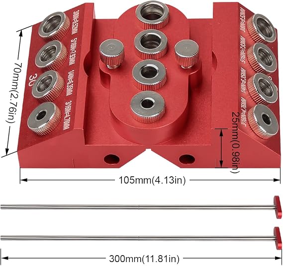 Toolcool 30 45 90 Degree Angle Drill Guide Jig for Straight Angled Holes with Detachable Drill Bushings And Positioning Bar