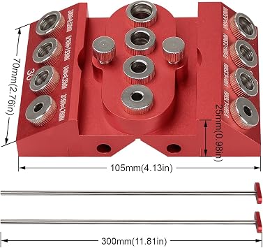 Toolcool 30 45 90 Degree Angle Drill Guide Jig for Straight Angled Holes with Detachable Drill Bushings And Positioning Bar