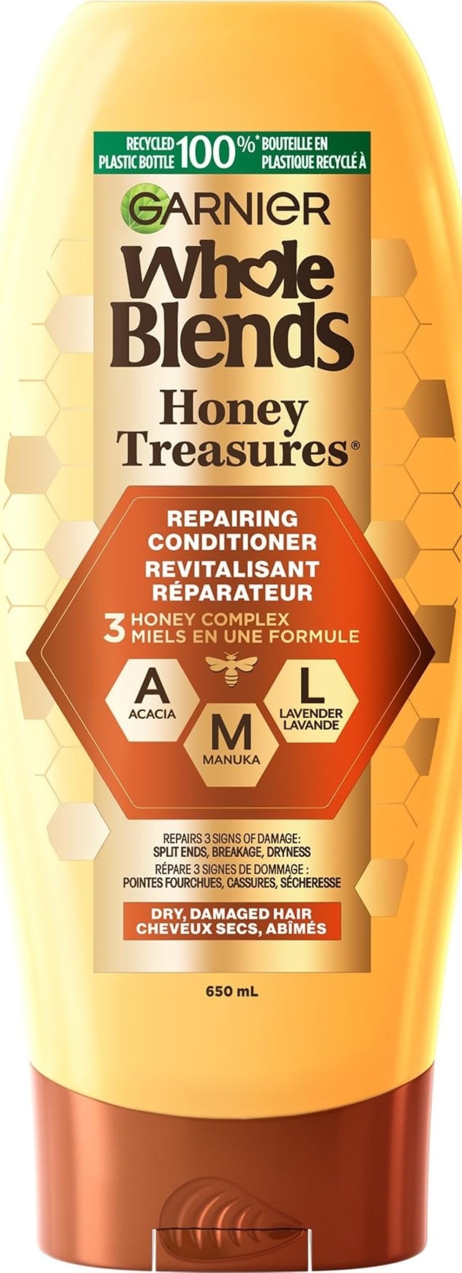 Garnier Whole Blends Repairing Conditioner Honey Treasures, Damaged Hair, 22 fl; oz. Cradle to Cradle Certified Cradle to Cradle Certified Cradle to Cradle Certified