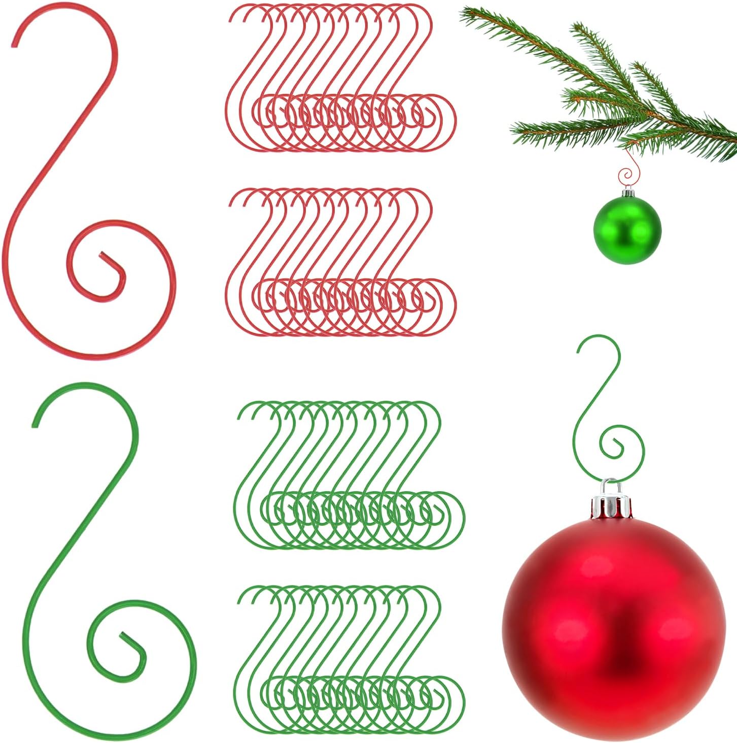 CHEERYMAGIC Christmas Ornament Hooks, 40PCS SShaped Bauble Hooks Metal