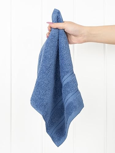 Miniatura 2 de American Soft Linen - Toallas para baño, juego de 4 piezas 100% algodón turco, 13 x 13 pulgadas, paños suaves para cuerpo y cara, paños color azul