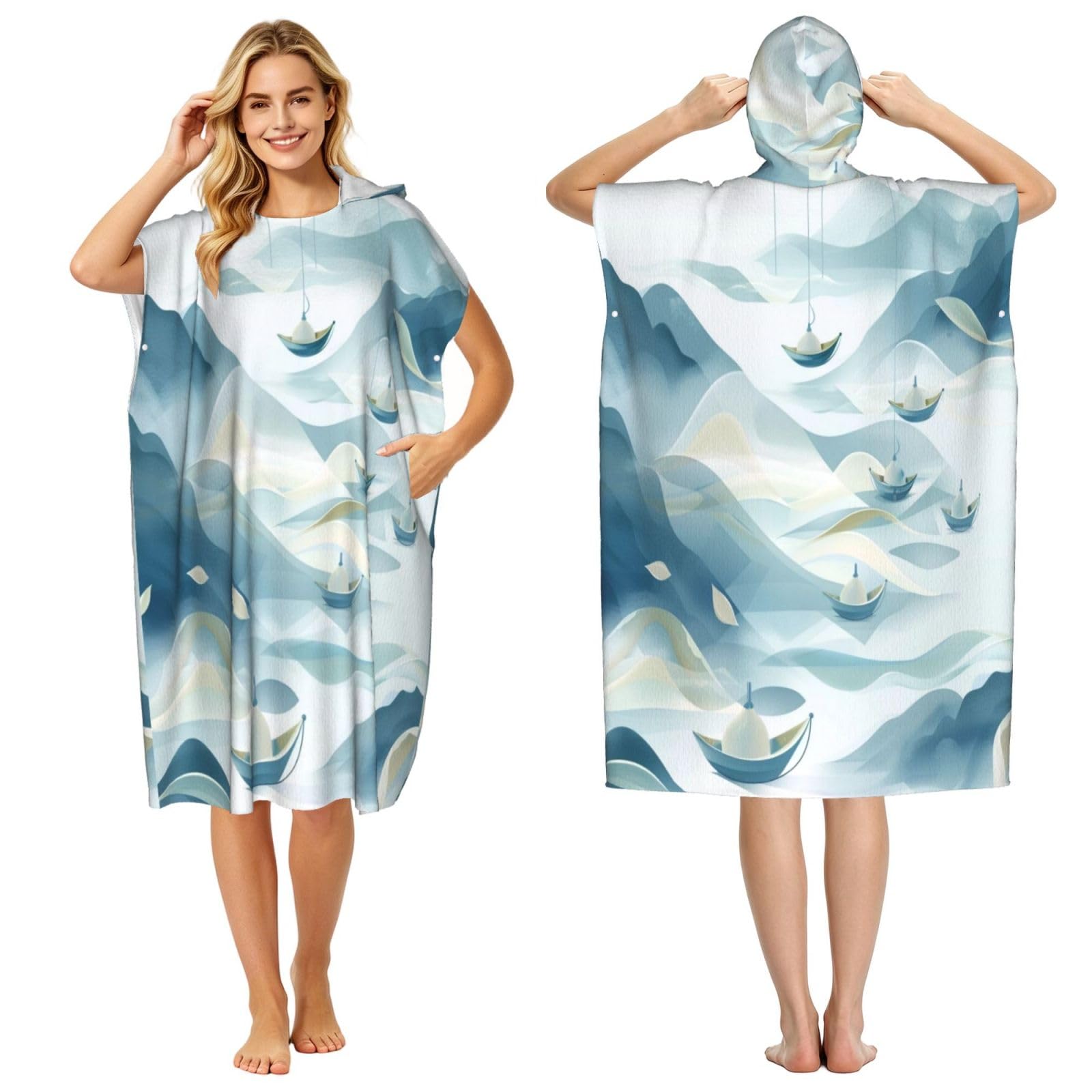 DTHKJNLSF Dragon Boat Festival Adult Hooded Beach Poncho Towel
