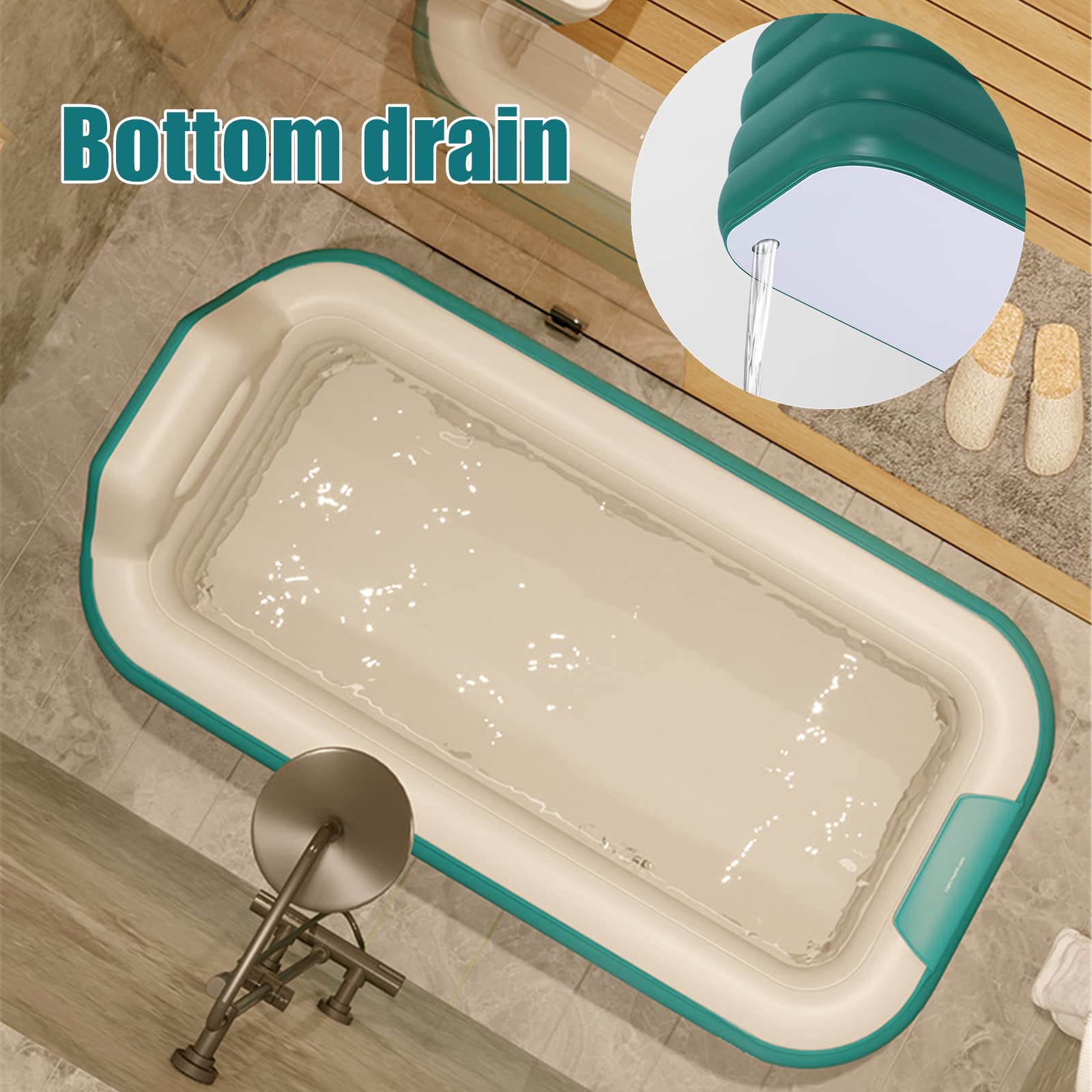 Baignoire gonflable automatique pour adultes - 160 x 94 x 64 cm - Baignoire en PVC avec coussin de nuque - Charge maximale : 100 kg - Portable et pliable - Baignoire pour bain d'eau chaude (vert)