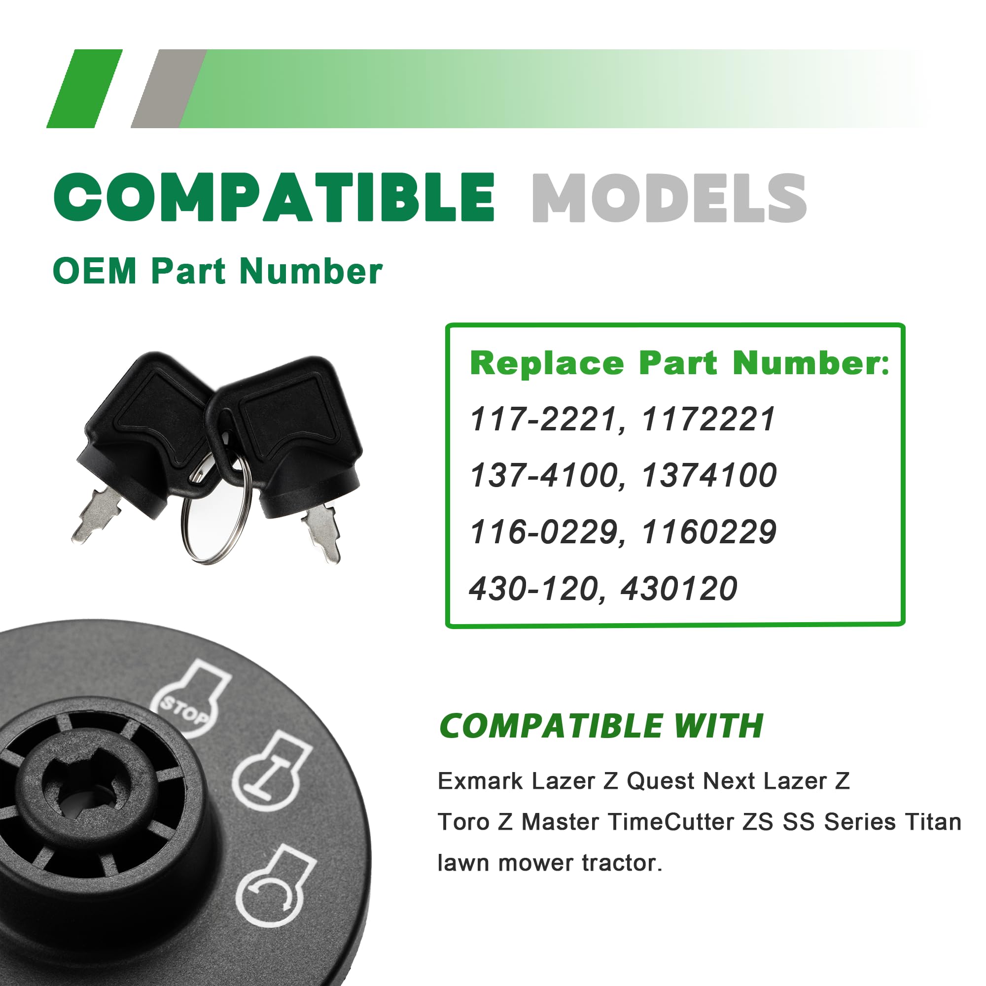 Amazon.com : SINTIKI 117-2221 137-4100 Ignition Switch with Keys 3