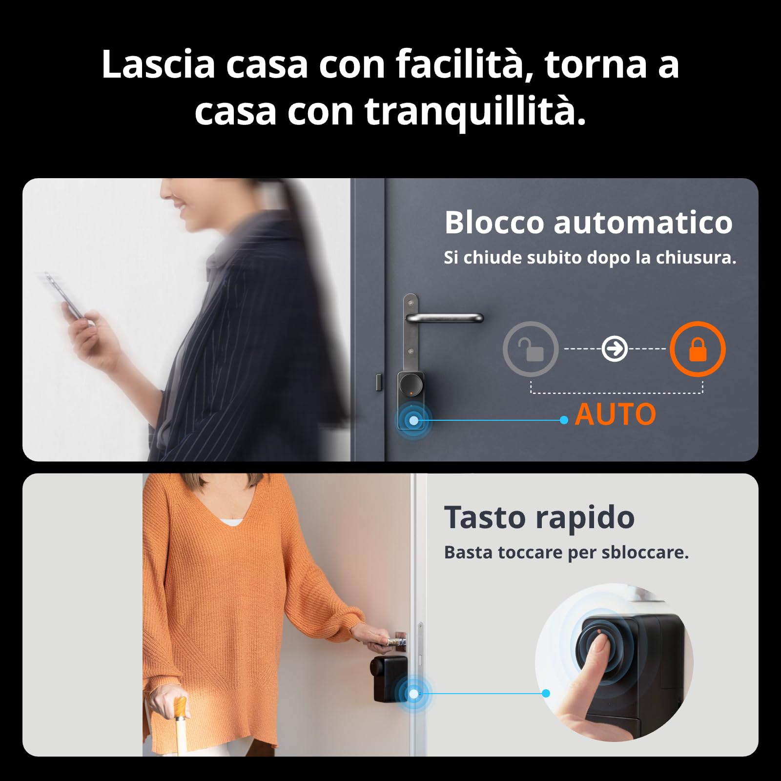 SwitchBot WiFi Smart Lock Pro con Hub Mini, Serratura Senza Chiave, Serratura Elettronica Intelligente Senza Conversione, Supporta la Matter, Alexa, Google, IFTTT