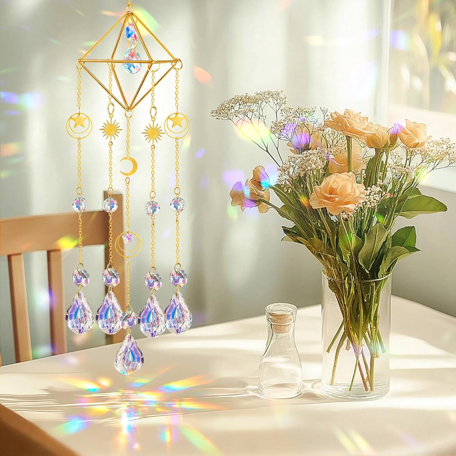 Crystal Suncatcher, Suncatchers for Windows Hanging, Prism Sun Catcher for Indoor Outdoor Decor, Prism Rainbow Maker Home Garden Car Room Housewarming Birthday Valentines's - Image 3