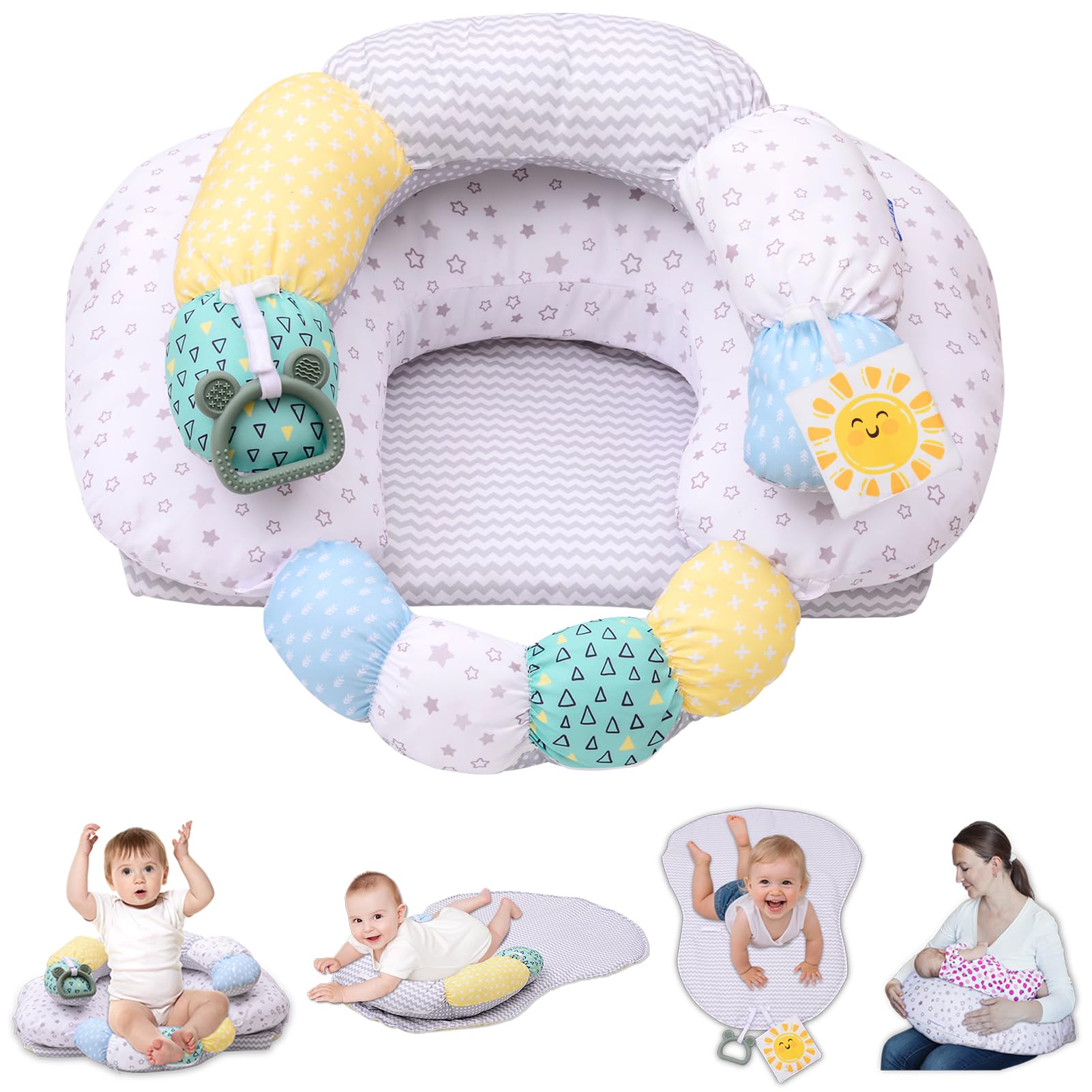 MIIMER 4-in-1 Tummy Time Baby Mat & Seated Support Cushion - floor seats and loungers | Mubboo