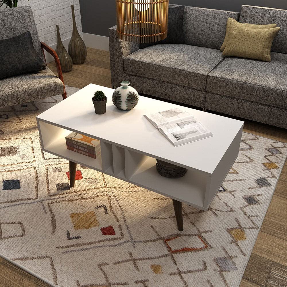 Melo Coffee Table | Multi-Functional Living Room Desk | Space Saving Center Table | Modern Design Furniture For Home, Living Room L 90 x W 45 x H 43 cm -White