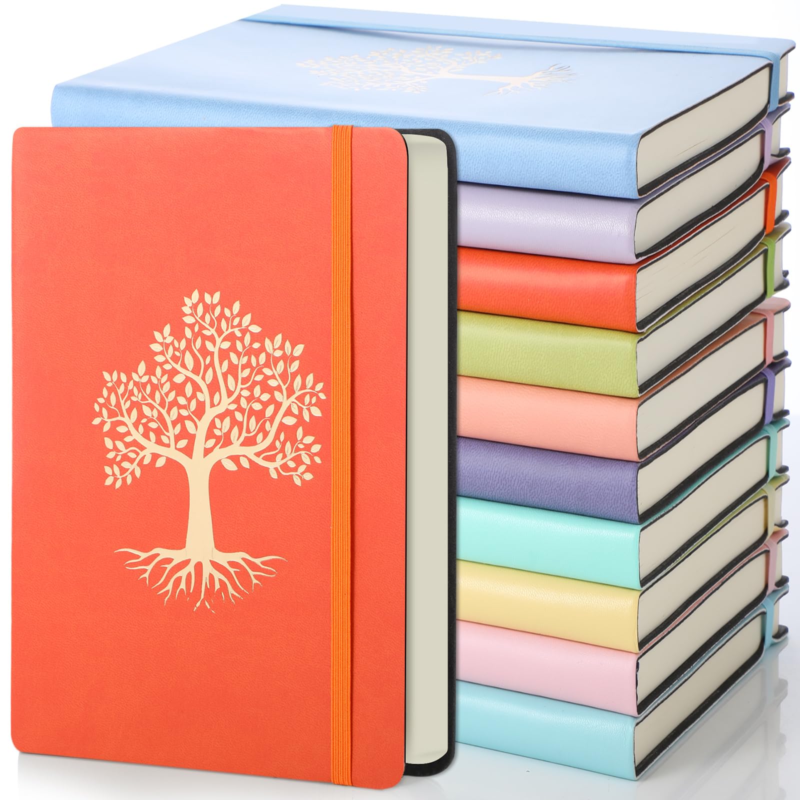 Dispowreath 10 Pack Lined Journal Notebook A5 Leather Hardcover Journals for Writing 200 Pages 10 Colors Notepad for Travel Work School Office