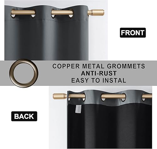 Miniatura 5 de Rutterllow - Cortinas opacas, paneles de cortina con ojales de cobre-bronce envejecido y bloqueo total de luz para habitación y sala de estar, (2