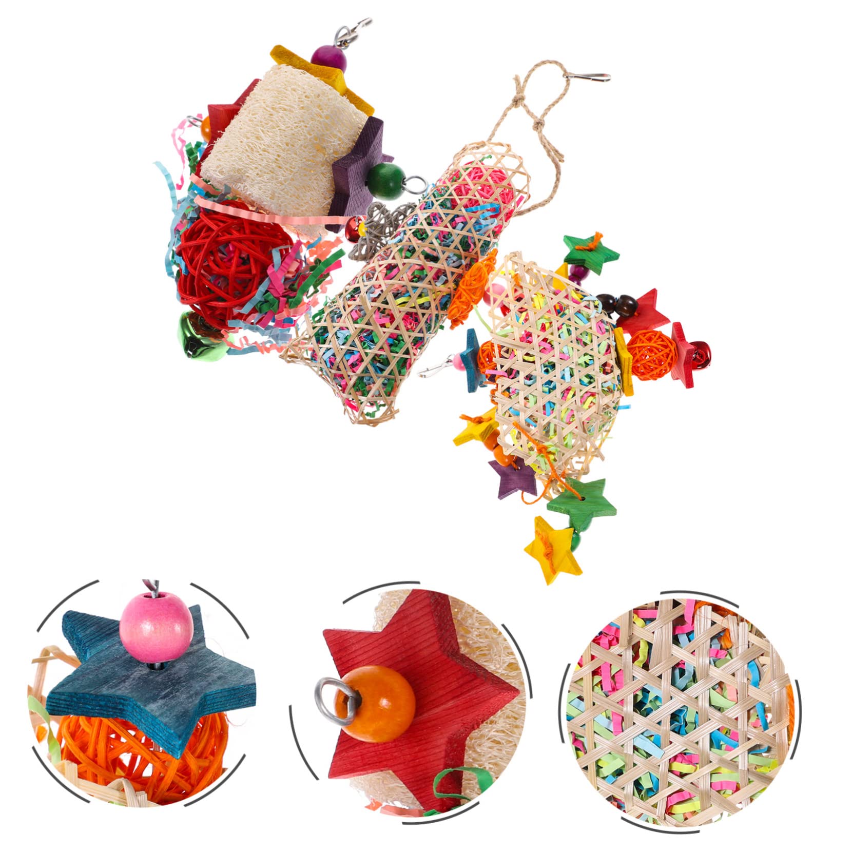 Mipcase 6pièces Jouet Suspendu pour Oiseaux avec Cloche Jouet à Mâcher pour Perroquets Et Oiseaux Accessoire De Cage Et Décoratif