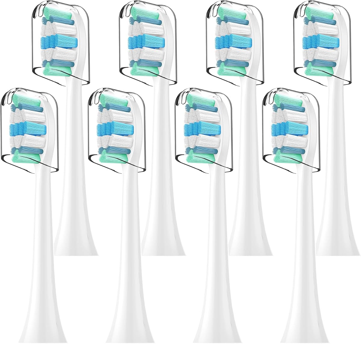 Replacement Toothbrush Heads for Philips Sonicare C2 4100-8 Pack, click-on System, Soft Dupont Bristles with Protective Covers