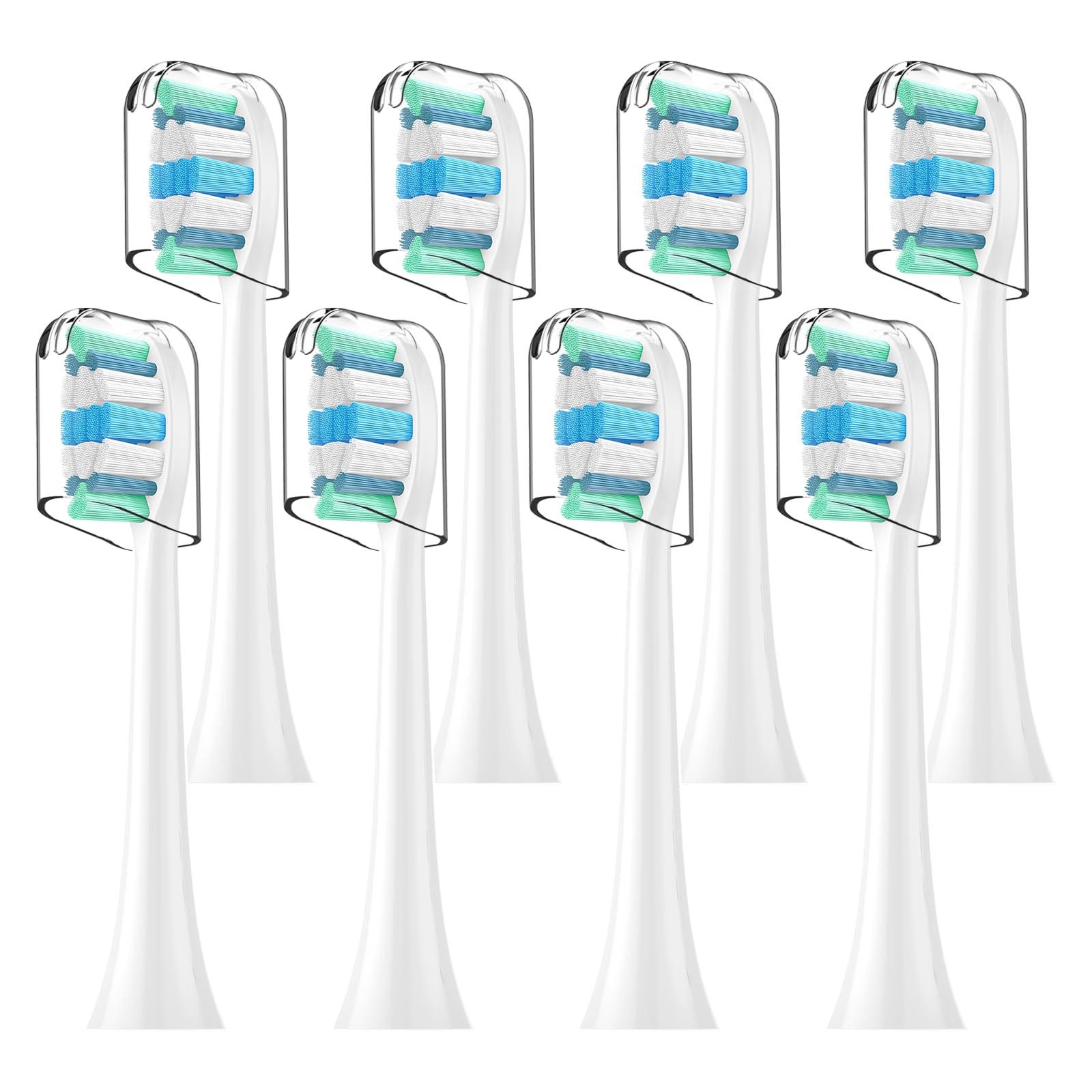Replacement Toothbrush Heads Compatible with Philips Sonicare Replacement Brush Heads with Protective Cover Soft Dupont Bristles Electric Toothbrush Replacement Heads for Oral Health, 8 Pack