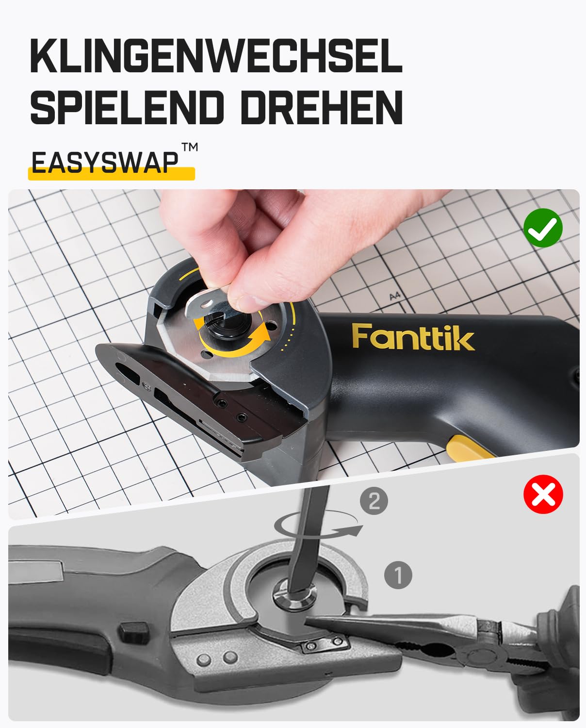 Fanttik C10 Pro BowGuide Elektrischer Kartonschneider, Kalbellose Schere mit LED Anzeige, 2-Geschwindigkeiten, Wiederaufladbarer Rotationsschneider mit Klingen für Stoff, Teppich, Leder, Karton
