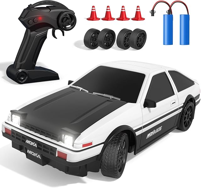 RC Drift Car, 1:24 Scale Drift RC Car, 4WD 25KM/H Remote Control High Speed Race Drifting Cars with Drift Tires LED Lights, RC Sport Cars Toys for Adults Boys Girls Kids Gift