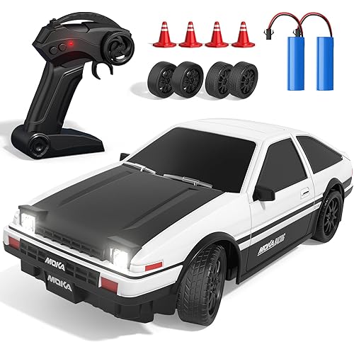 RC Drift Car, 1:24 Remote Control Car for Kids with LED Lights, Extra Drifting Tires, 25KM/H 4WD High Speed RC Cars Racing Sports Toy Idea Gift for Adults Boys Girls and Kids