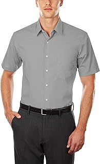 Van Heusen Men's Short Sleeve Dress Shirt Regular Fit Poplin Solid