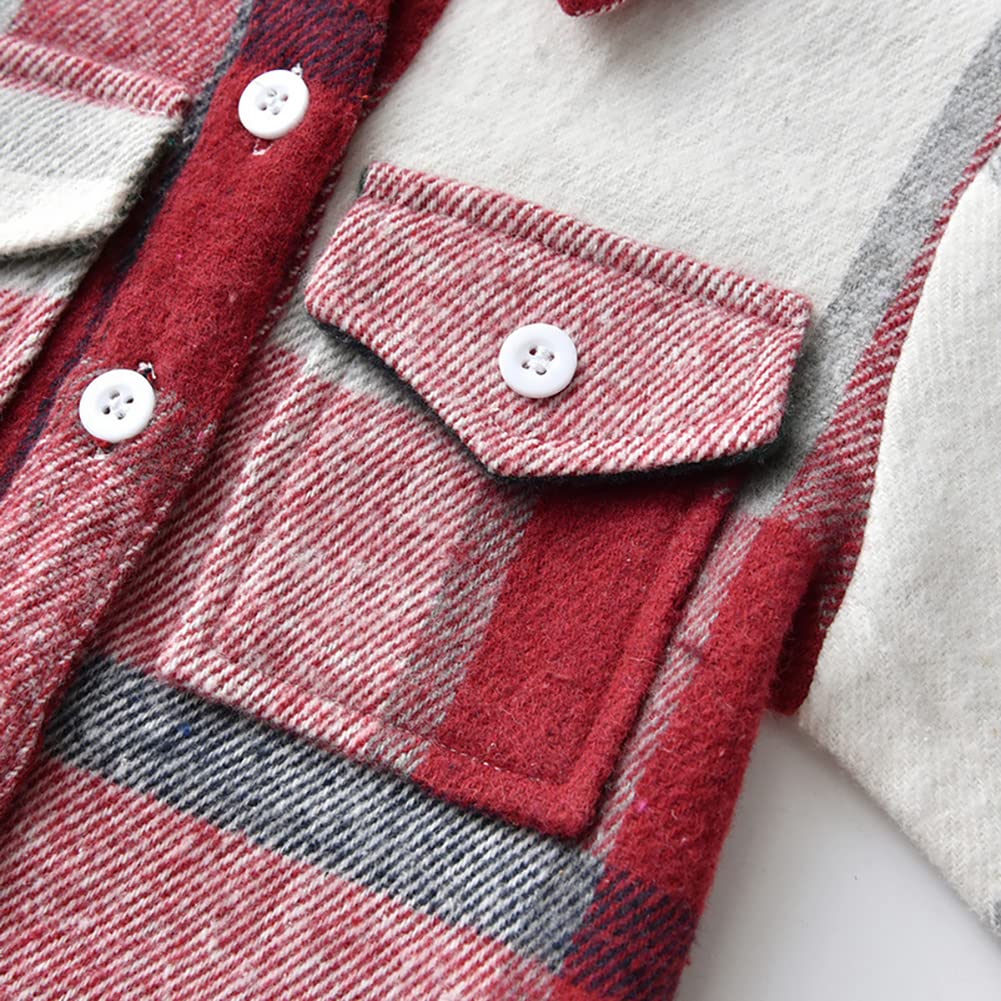 IBTOM CASTLE Camicia a quadri in flanella per ragazzi e ragazze, a maniche lunghe, con risvolto, bottoni, vestibilità regolare, cappotto autunnale casual