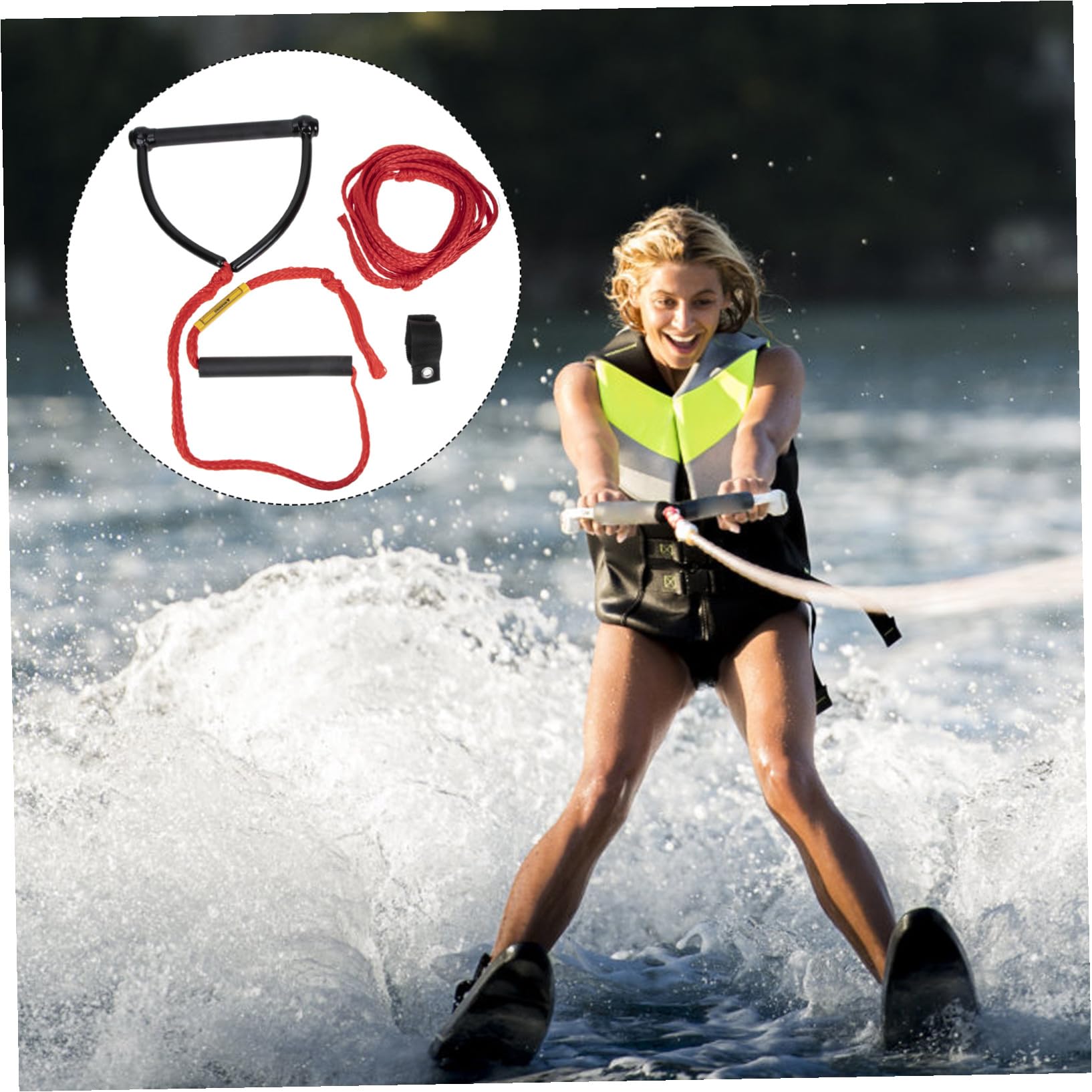 Wasserski Seil mit Griff Abriebfestes UV beständiges Zugseil für Wassersport Hellfarbig Robust und Langlebig Geeignet für Wakeboard Ski Board und Bootsschleppseil Praktisches