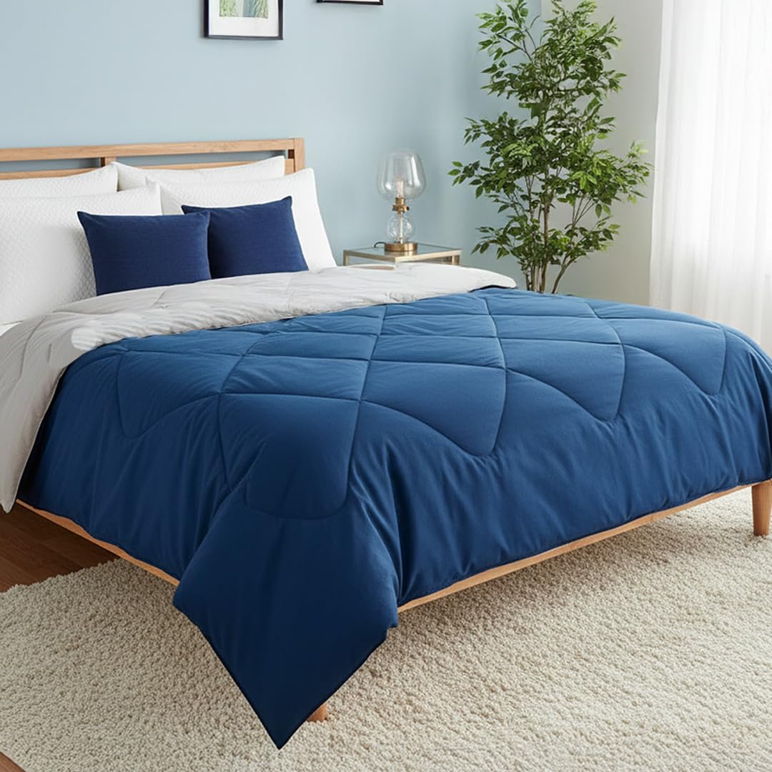 HOMEMONDE Comforter Single Bed | 200 GSM | AC Comforter Single Bed, Quilt, AC Blanket, Dohar Single Bed, Reversible Microf...