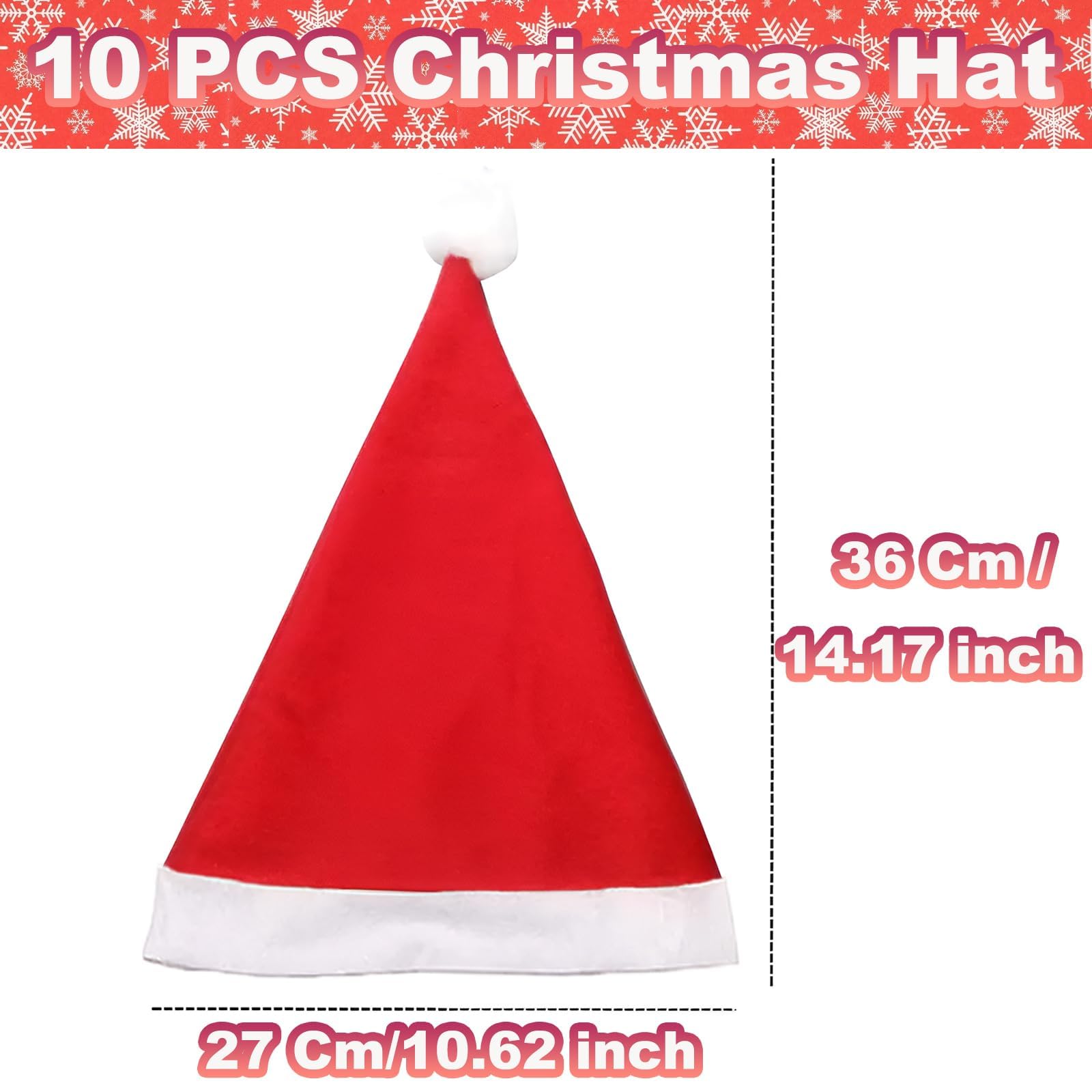 Tbczvx 10 Pcs Christmas Hat, 27 X 37Cm Santa Hat - Image 2