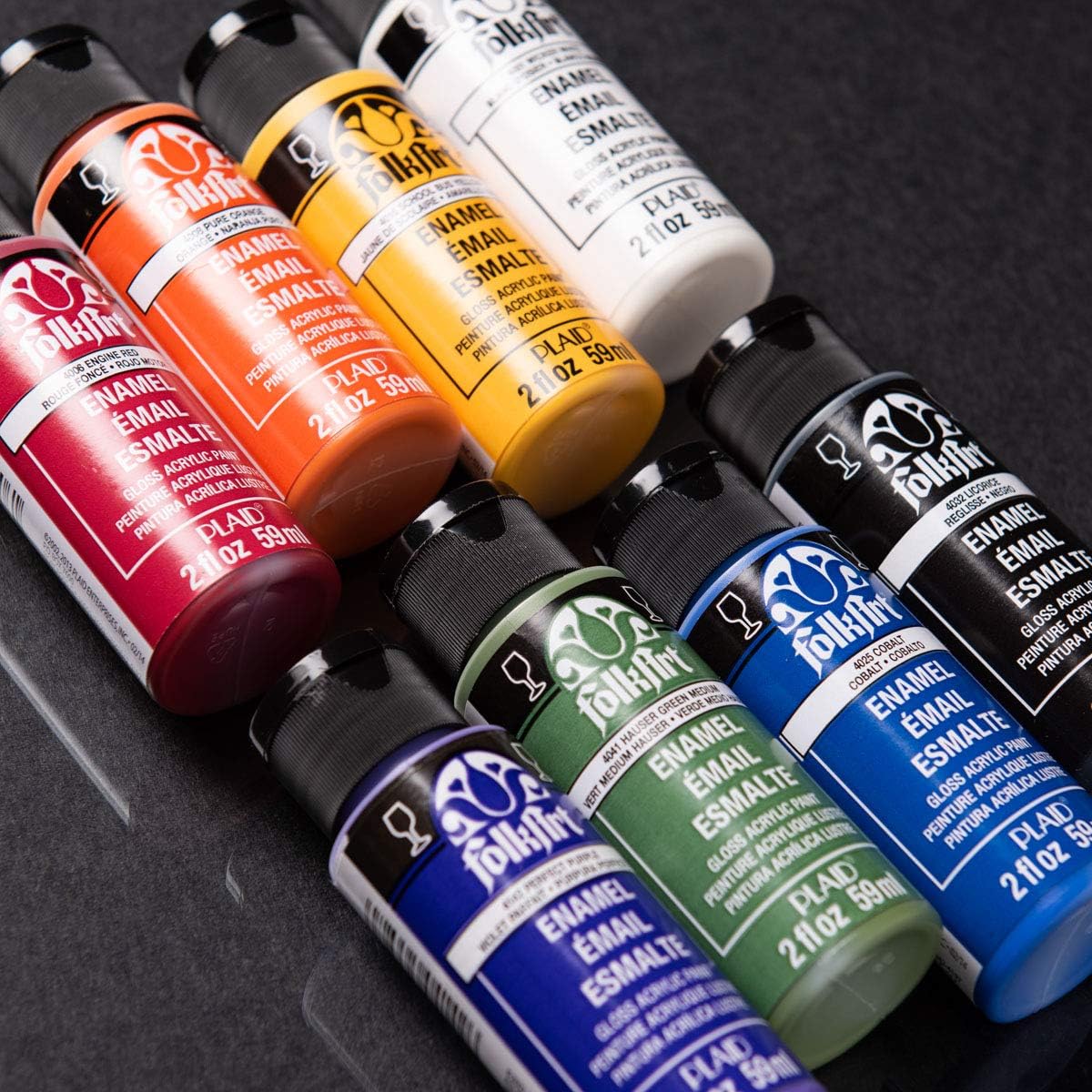 FolkArt Gloss Finish Acrylic Enamel Craft Set Designed for Beginners and Artists, Non-Toxic Formula Perfect for Glass and Ceramic Painting, 8 Count