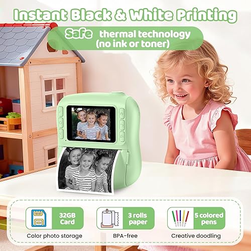 Miniatura 2 de Cámara de impresión instantánea para niños, regalos de cumpleaños de Navidad para niños de 3, 4, 5, 6, 7, 8, 9, 10, 11, 12 años, videocámara digital