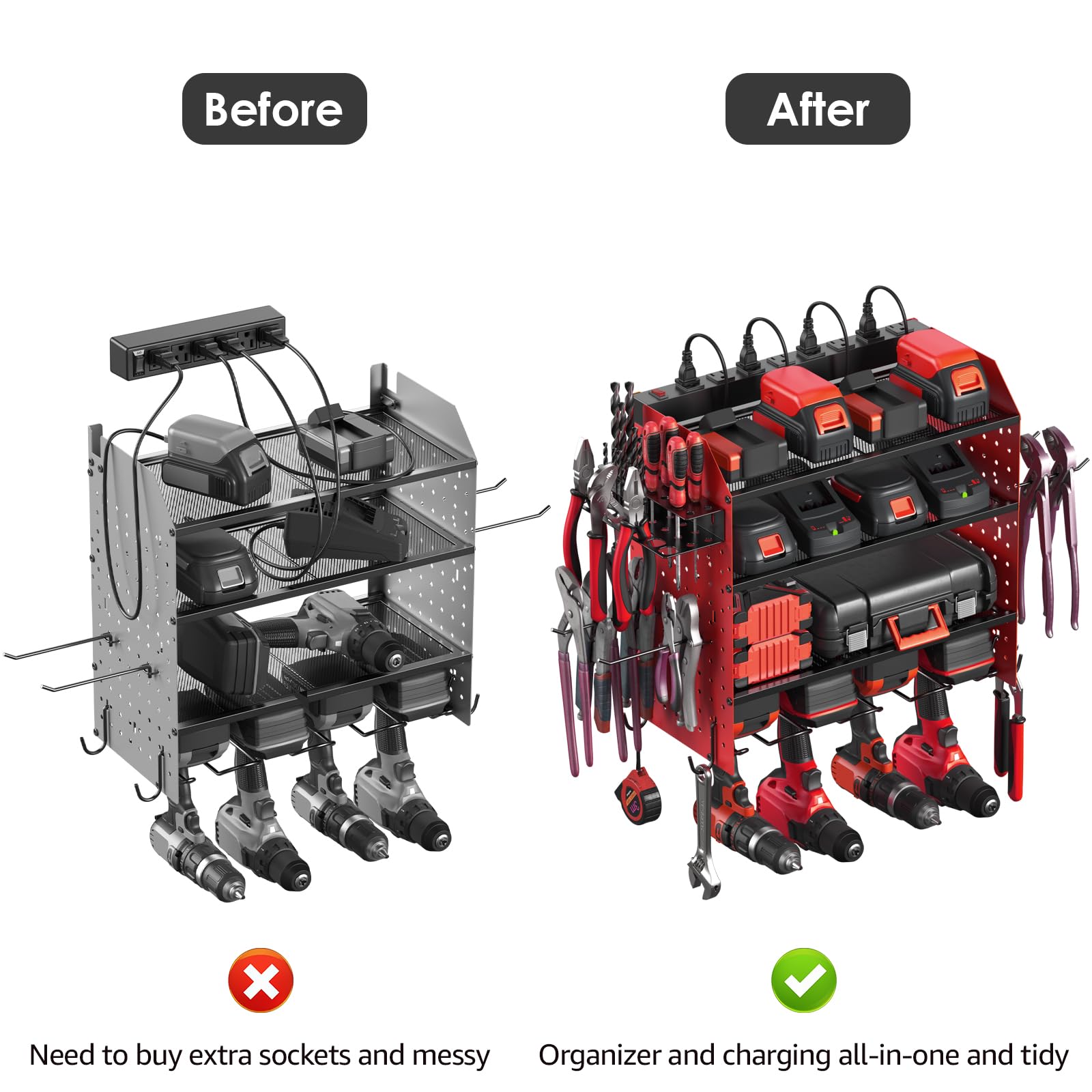 Amazon.com: CCCEI Modular Pegboard Rack Power Tool Organizer with