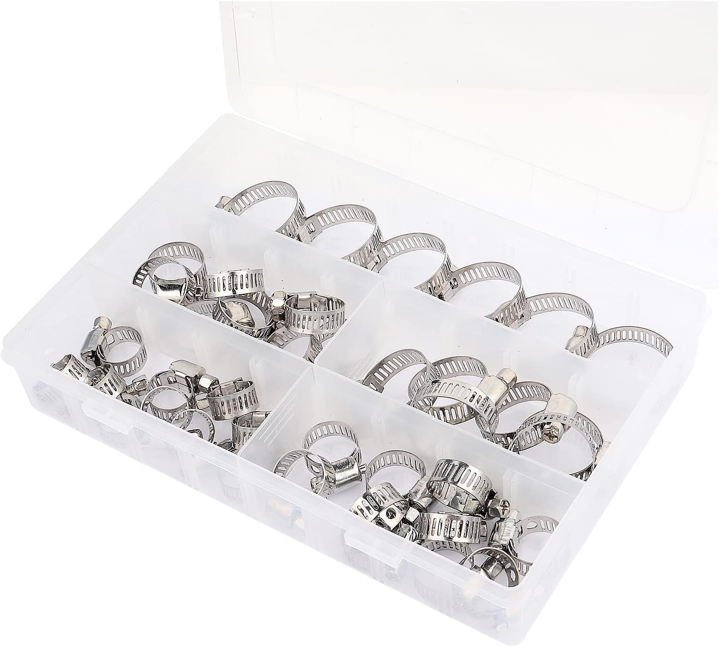40PCS Adjustable Hose Clamps Kit,1/4 to 1/8Inch (6-29mm) Worm Gear Hose Clamps Automotive Hose Clamps for Fastener Clips,Fuel Line,Water Pipe,Air Tubing,Heater Hose (40 Pcs Kit)