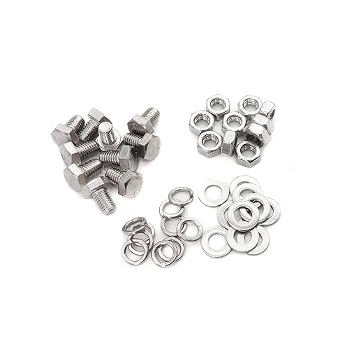 Vista 10 de BinifiMux Juego de 10 tornillos y tuercas hexagonales M8, 1.969 in, 304/18-8, DIN933, acabado liso