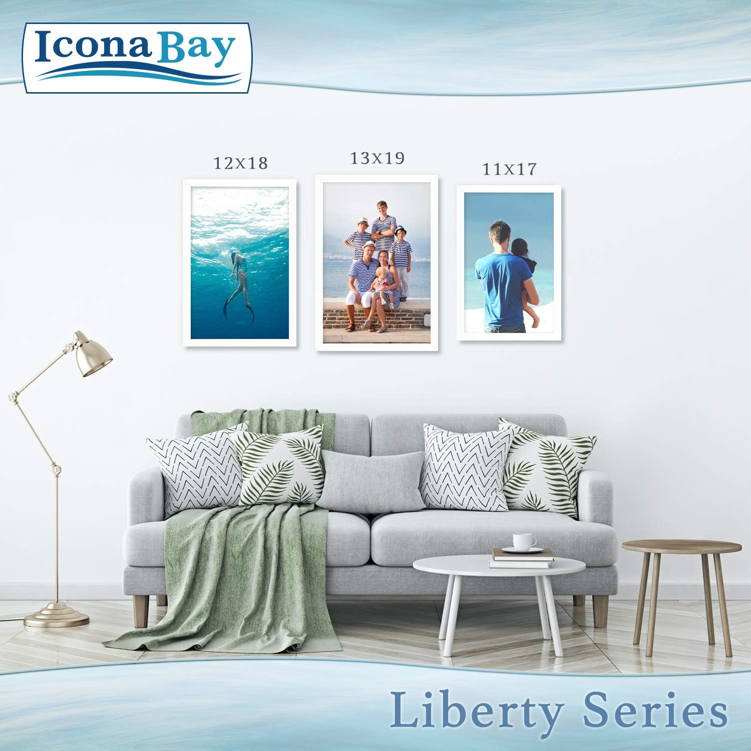 Icona Bay - 13x19 Frames - White, 4 Pack - Sturdy Wood Composite Frames (not PS plastic) - Modern Style - Liberty Collection