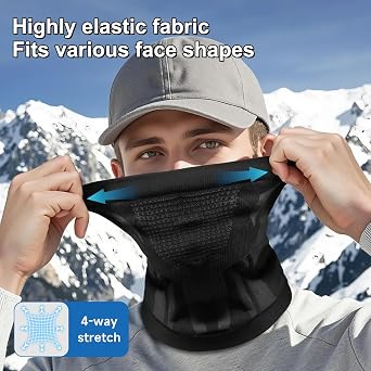 Winter Ski Neck Warmer with Face Cover - Windproof Thermal Neck Gaiter for Men & Women, Cold Weather Outdoor