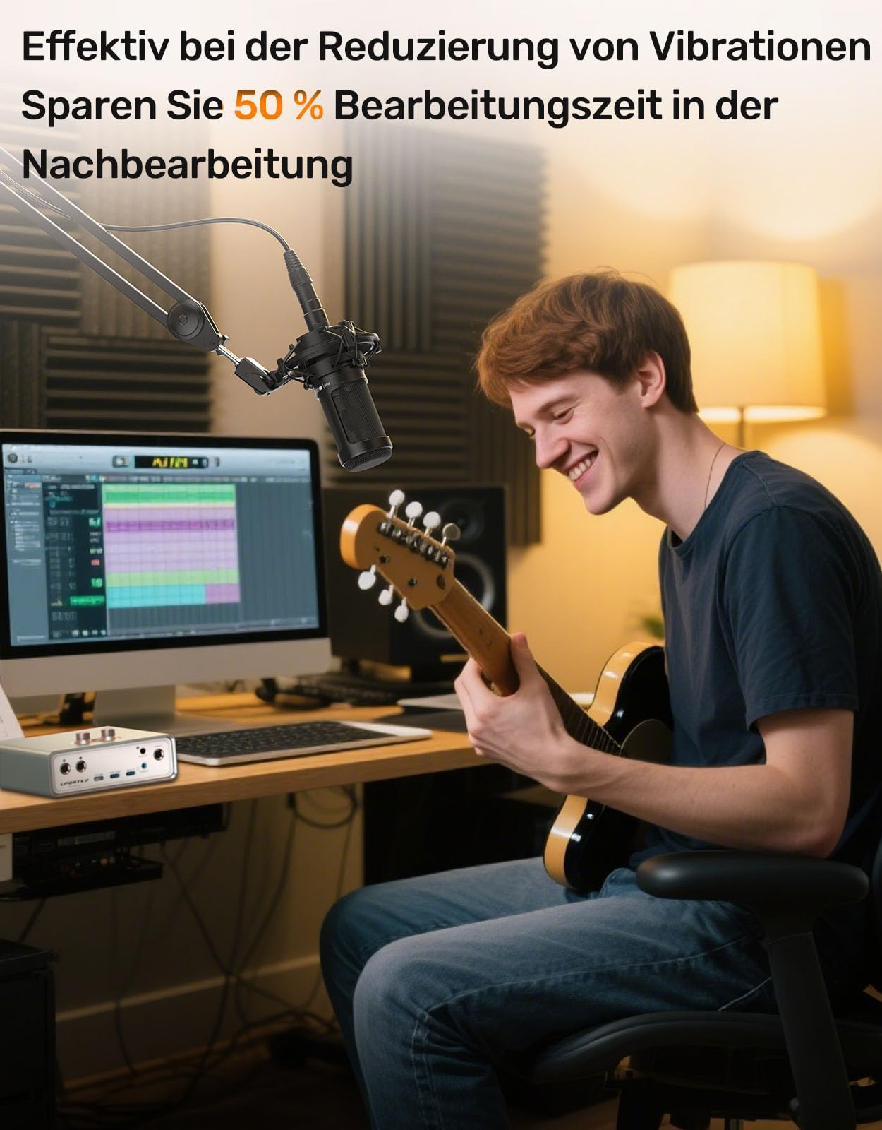 AT2020 Mikrofonspinne, Kompatibel mit Audio-Technica AT2020USB+, AT2035 & ATR2050, Mikrofon-Stoßdämpferhalterung mit 5/8" und 3/8" Adapter