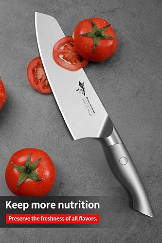 Miniatura 3 de MAD SHARK Kiritsuke Cuchillo de 7 pulgadas, cuchillo Bunka, cuchillo de chef Gyuto de doble biselado en K-Tip Gyuto, hoja y mango de acero