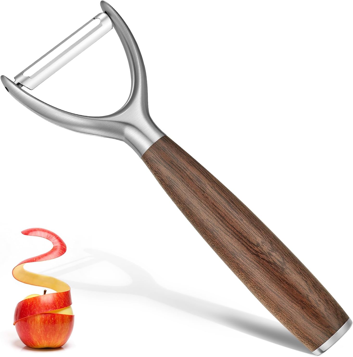JUSEEPO Premium Vegetable Peeler, Y Type Swivel 304 Stainless Steel Blade Comfortable Solid Wood Handle, Practical gifts for the home kitchen mom grandma for Veggie, Fruit, Potato(Hard Maple)