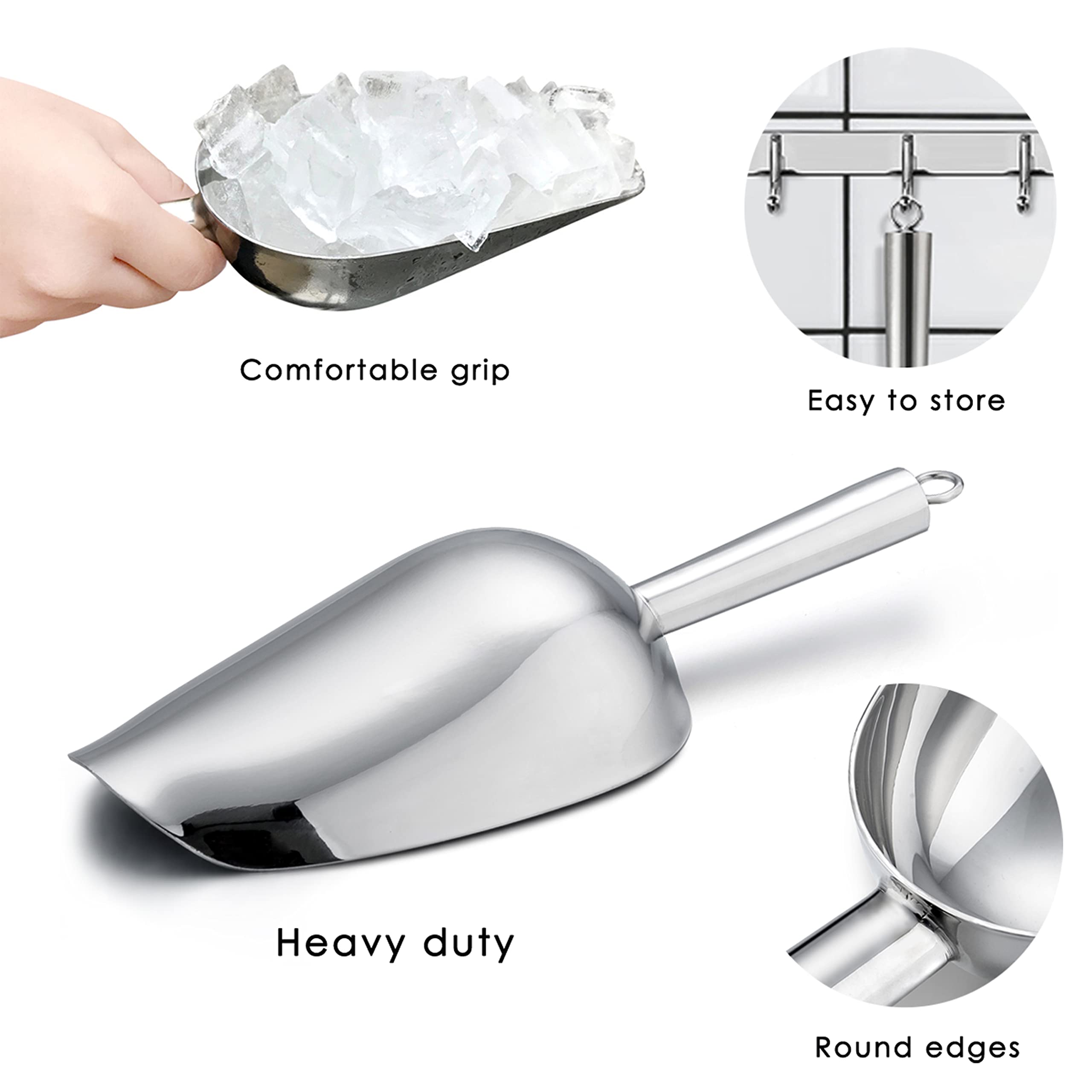 2pcs Pelle à Glace Multifonctionnelle En Acier Inoxydable Pelle De Déneigement