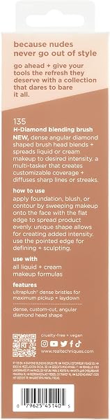 Real Techniques New Nudes H-Diamond Blending Brush, Foundation, Contour & Blush Makeup Brush for Seamless Liquid or Cream Coverage, Diamond-Shaped Head, Cruelty-Free, 1 Count - 2