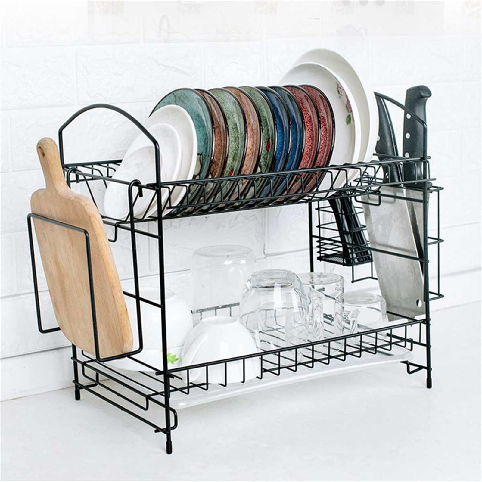 Portapiatti 2 Tiers Metallo Drenaggio Drenaggio Cucina Cappello for stoccaggio Stoccaggio Piano di lavaggio Piano di lavaggio Asciugatura Asciugatura Strumento di stoccaggio Strumento Organizzatore Ac