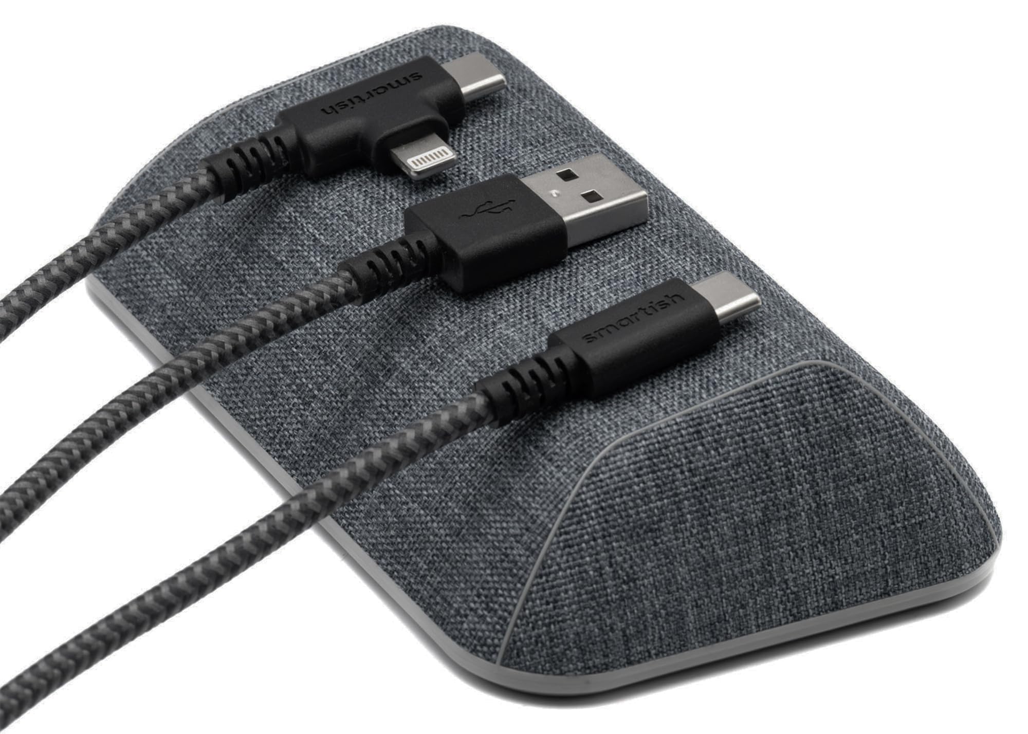 Smartish Magnetic Cord Holder - Bigger Cable Wrangler Organizer with Magnet Clips for Charger Management on Desktop, Nightstand, Side Table - Stocking Stuffer White Elephant Gift - No. 2 Pencil Gray
