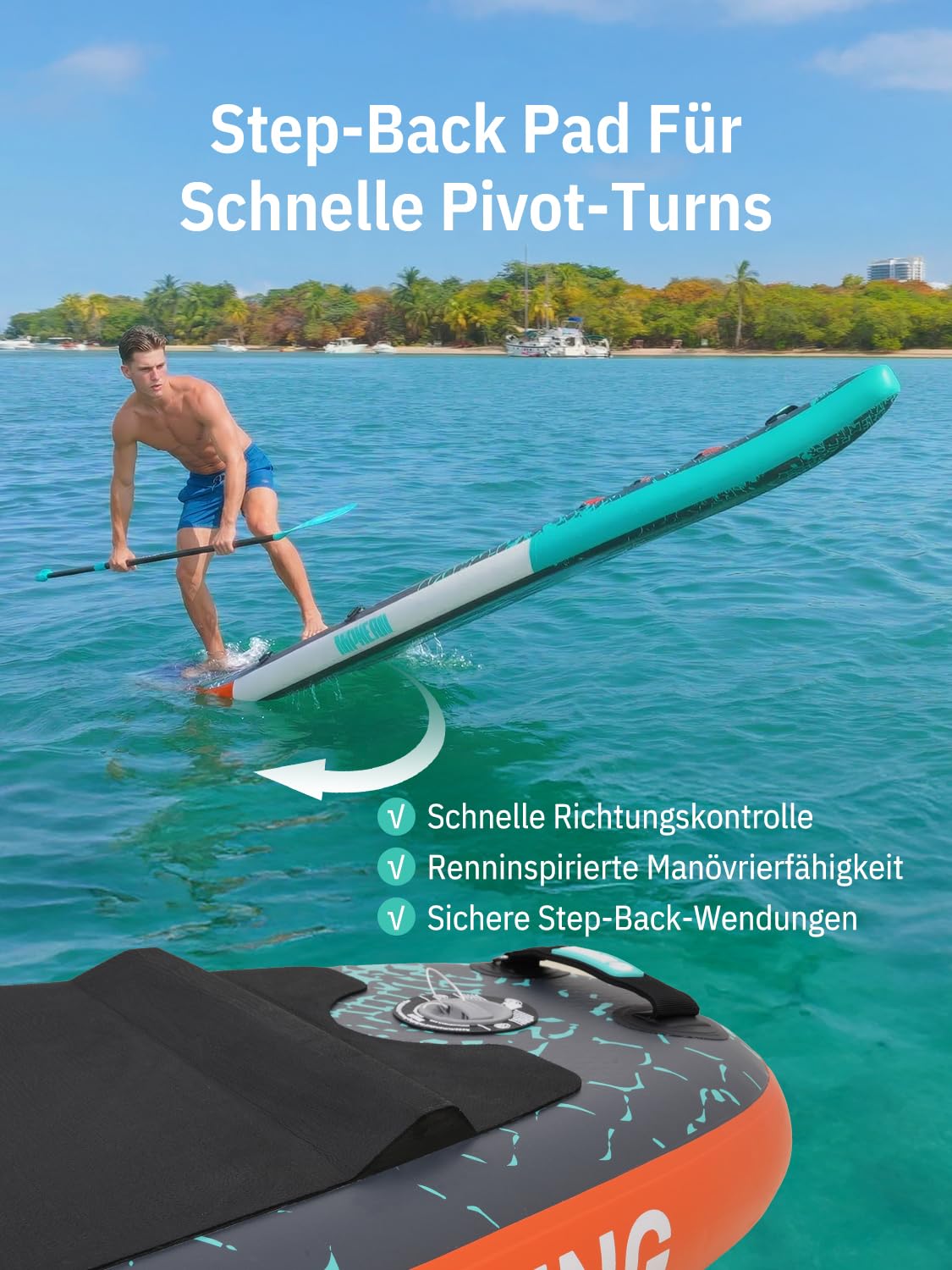 Niphean 380 cm Stand Up Paddling Board, 280 kg Tragfähigkeit Touring SUP Board mit Komplettem SUP-Zubehör&Kickpad, Stabiles Inflatable Paddle Board for Adults Racing-Surfing (Anfängerfreundlich)