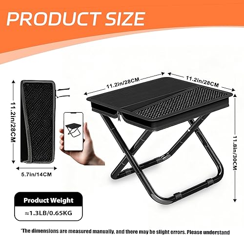 Miniatura 2 de Silla de campamento portátil de bolsillo, taburete de campamento plegable ultraligero con bolsa de transporte compacta, capacidad de 220 libras para