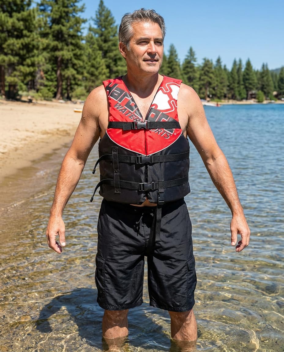 Hardcore USCG Type III Life Jacket PFD for Adults & Kids | Durable, Comfortable Ski Vest with Leg Strap for Watersports, Boating, Tubing & Enhanced Safety on The Water
