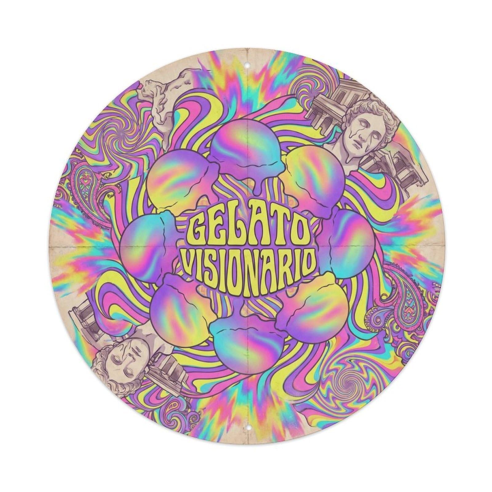 Gelato Cone Psychedelic Cafe Food Culture Metal Tin Sign