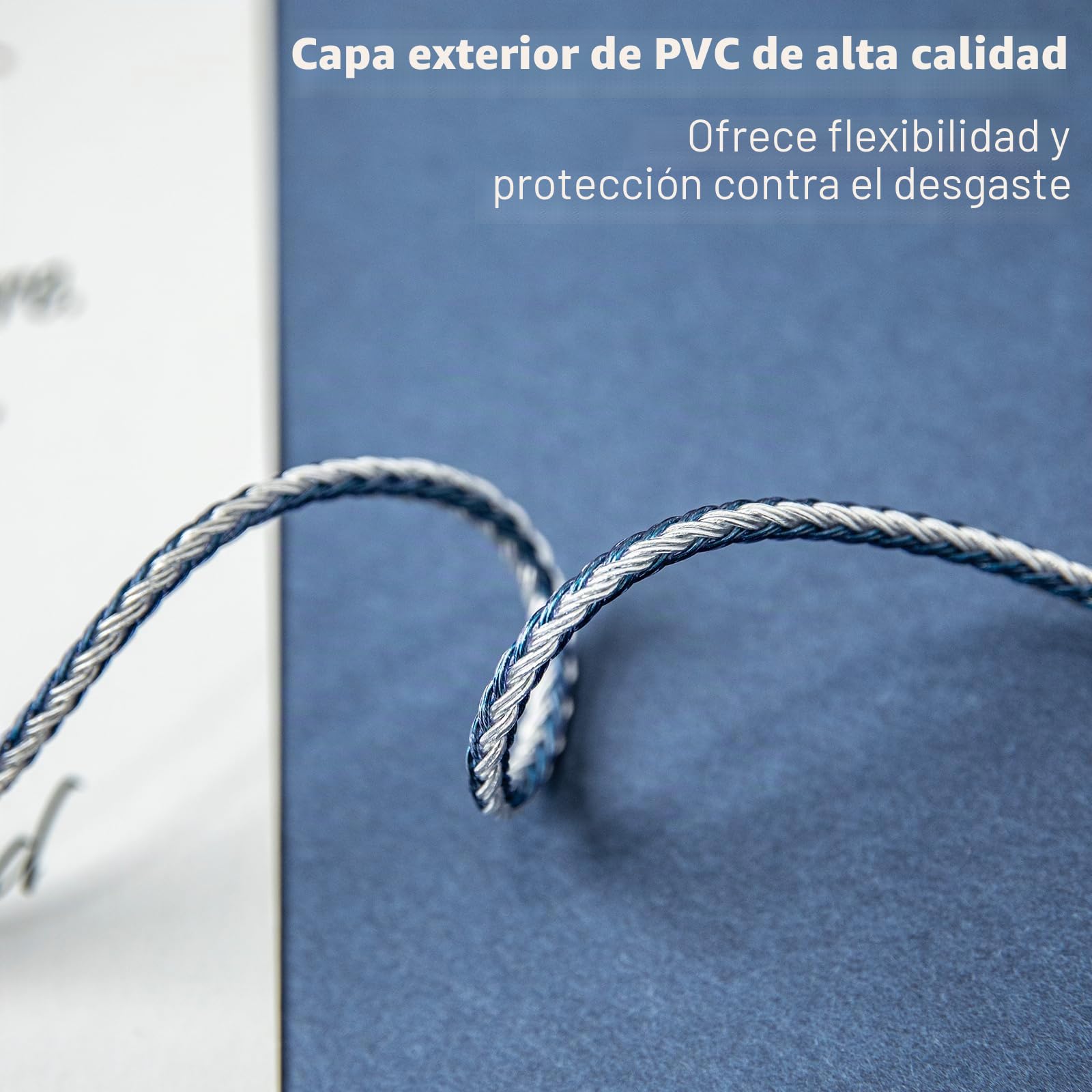 Linsoul Tripowin C-01 IEM - 16 Núcleos Híbrido de Cobre-Plata Cable de Auriculares, OFC y Cobre Plateado HiFi para Repuesto (2Pin, 3.5mm)