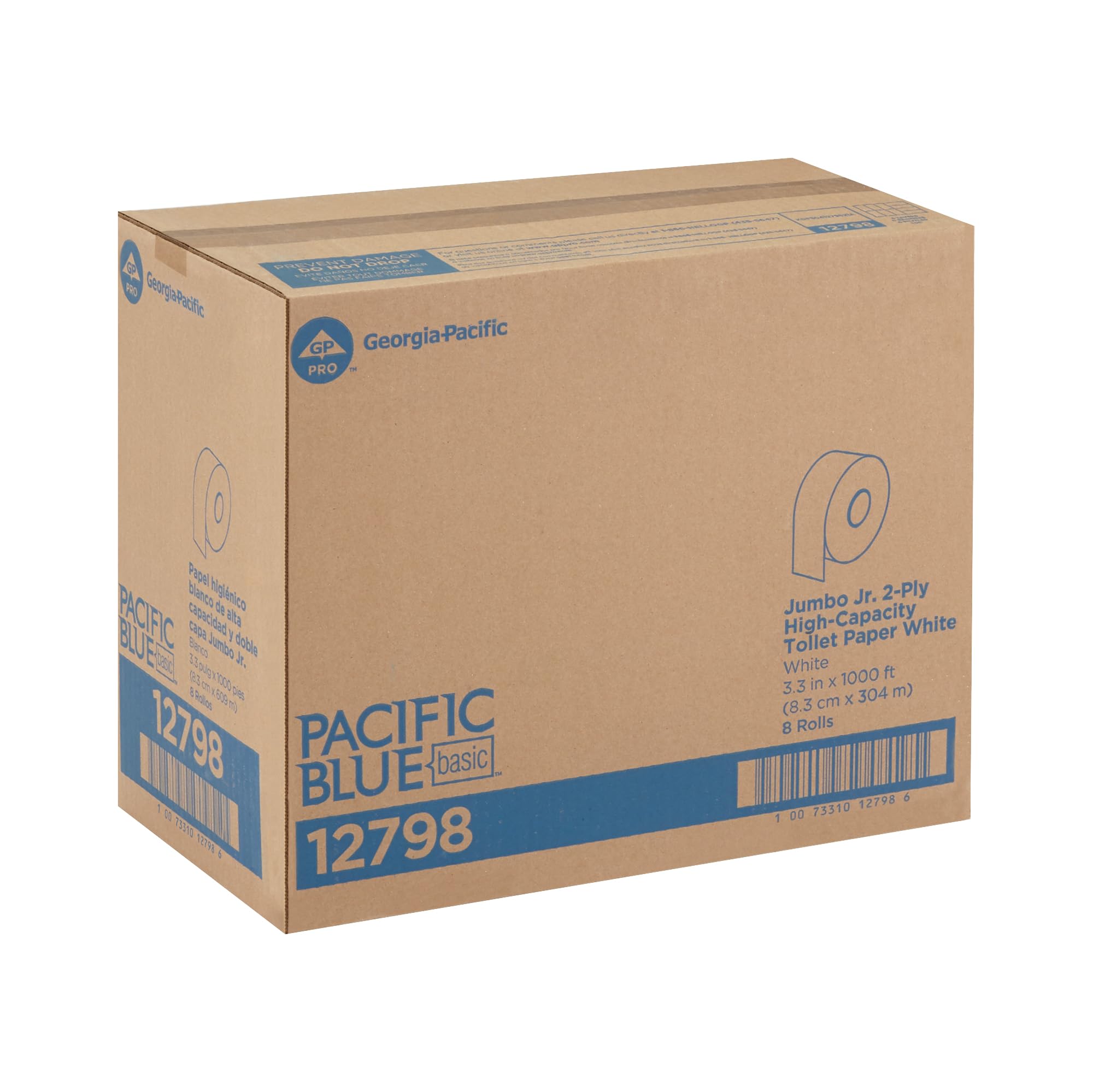 Georgia Pacific Profesional 12798 Jumbo Jr. Baño Higiénico, 9 "de diámetro, 1000 FT (funda de 8 rollos)