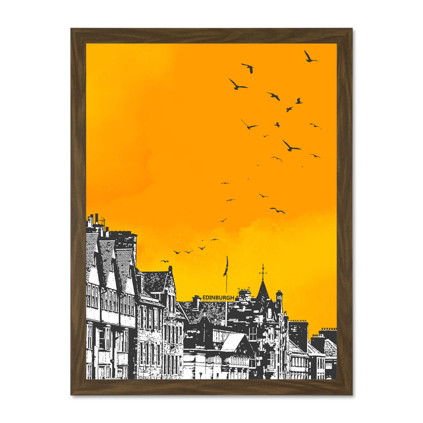 Wee Blue Coo Rooftop Birds Edinburgh 18x24 Large Framed Art Print Poster Wall Decor 18x24 inch