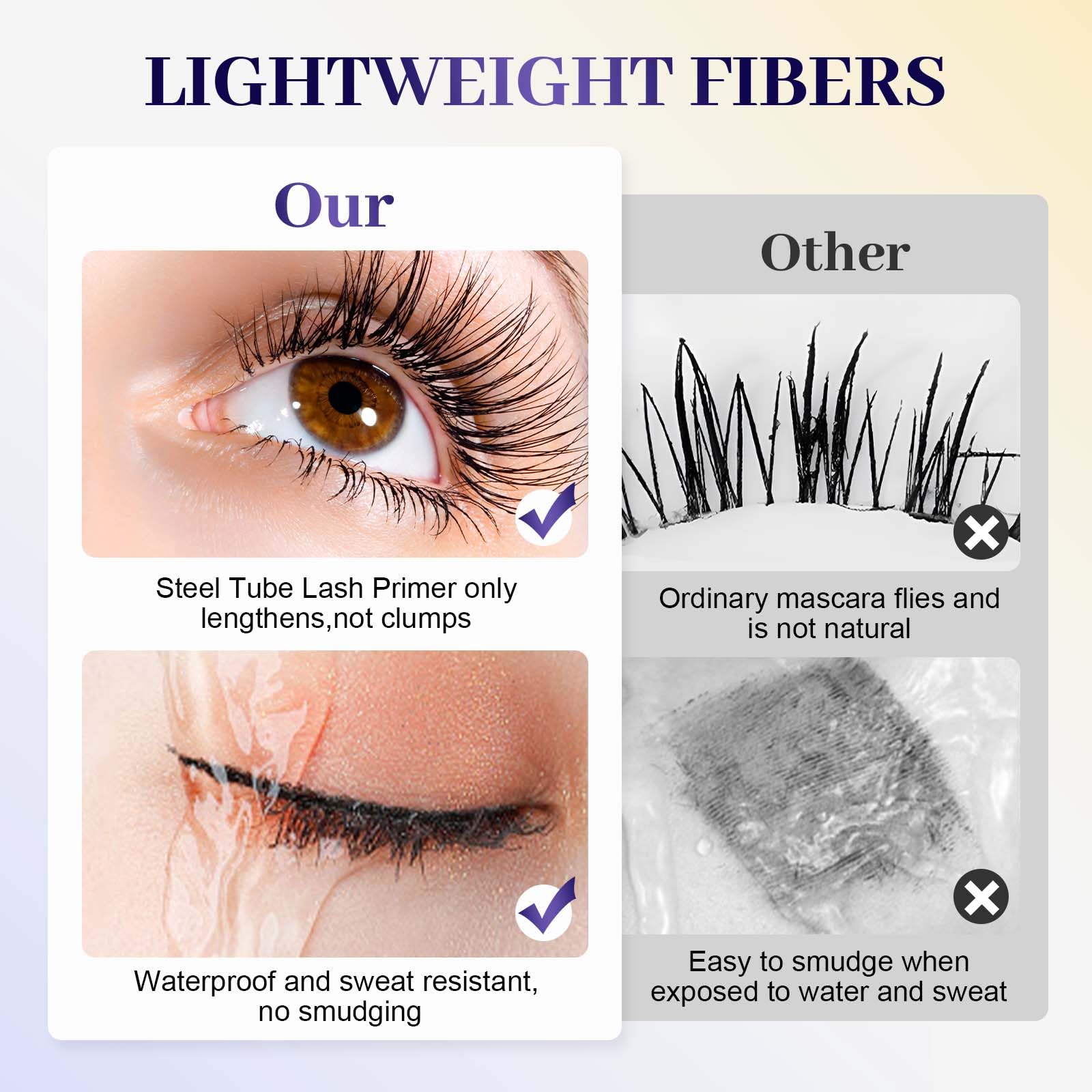 Mascara für ältere Frauen, 2026 Neu 3D Curling Eyelash Iron, Wasserfest Iron Eye Mascara, Metal Mas cara mit Metallbürste Volumengebende Wimperntusche Schnell Trocknend und Wischfest (3PC)