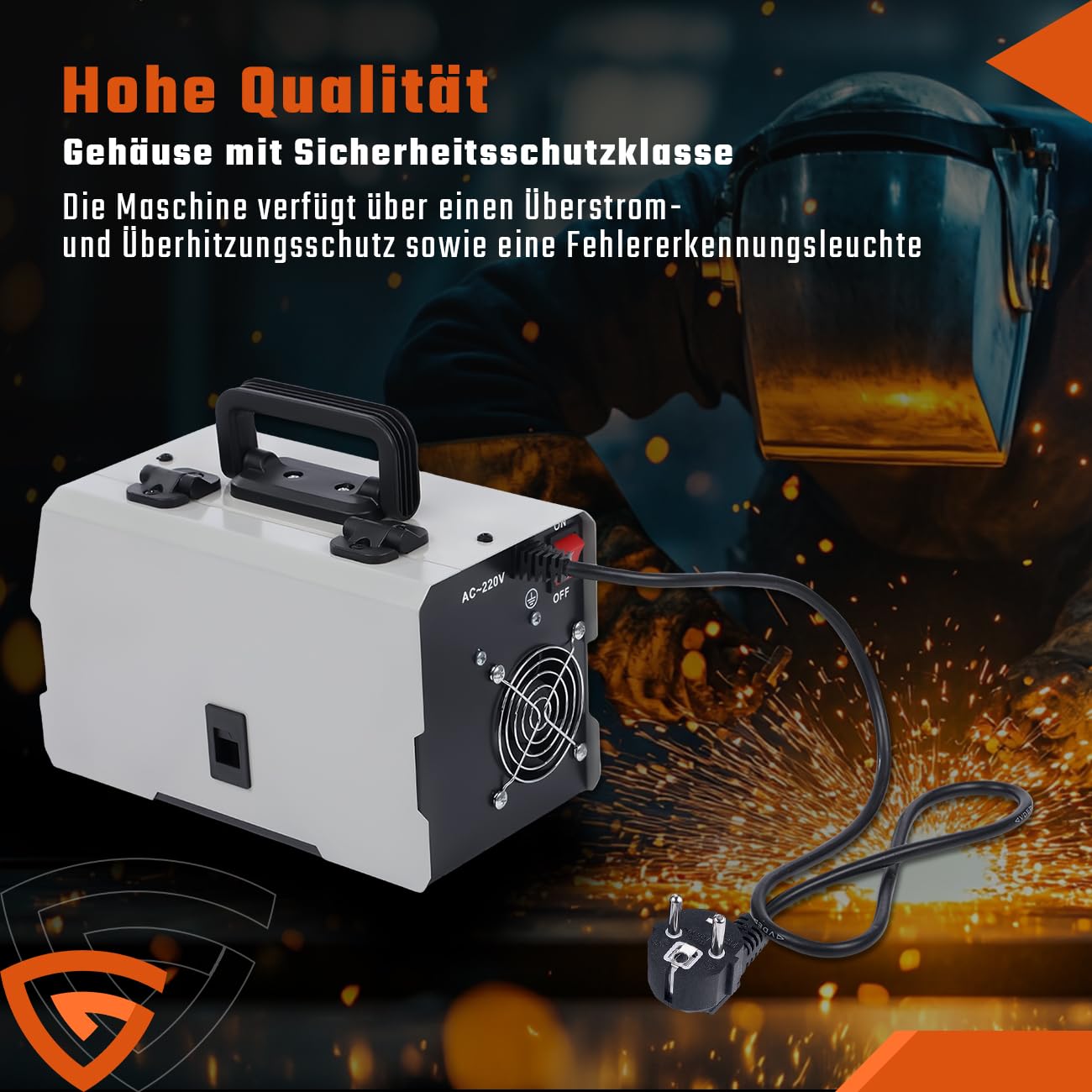 Spawarka MIG/MMA/TIG 3 w 1, 220 V, 270 A, IGBT inwerterowa spawarka spawalnicza bez gazu ze wskaźnikiem LED, do zastosowania pręt spawalniczy 1,6-3,2 mm, prędkość drutu 2,2-12 m/min, IP21S przenośna
