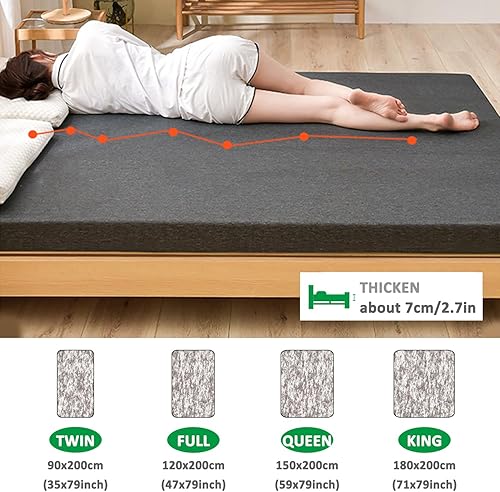 Miniatura 10 de Cubrecolchón de espuma viscoelástica de gel, protector de colchón refrescante, cubrecolchón de cama con infusión de gel con funda extraíble lavable,