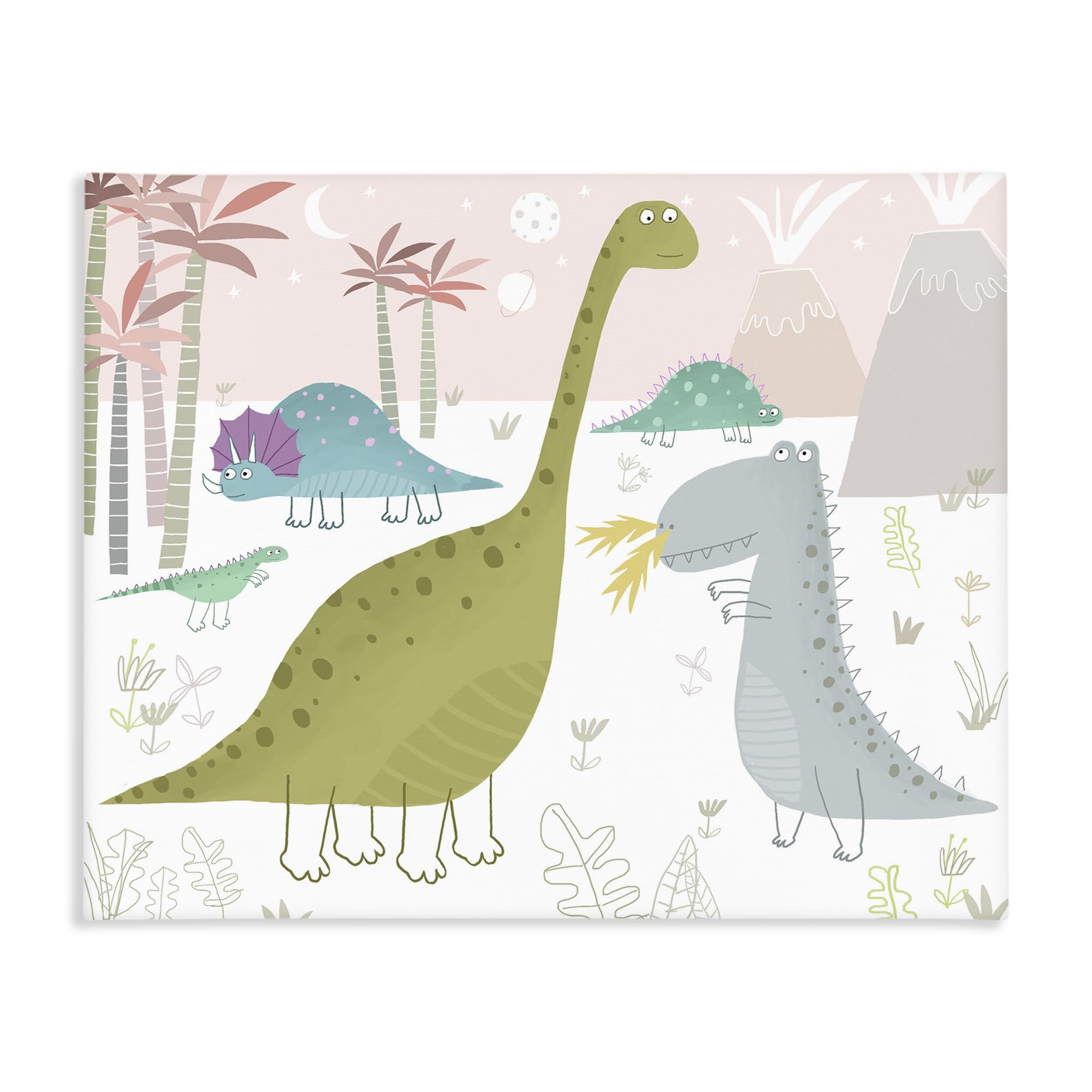 'Earthy Jurassic Dinosaurs'| Canvas Art